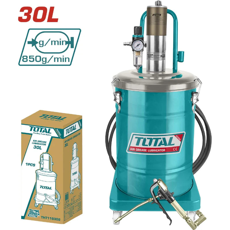 TOTAL THT118302 30L Professional Air Grease Lubricator – 50:1 Pressure Ratio