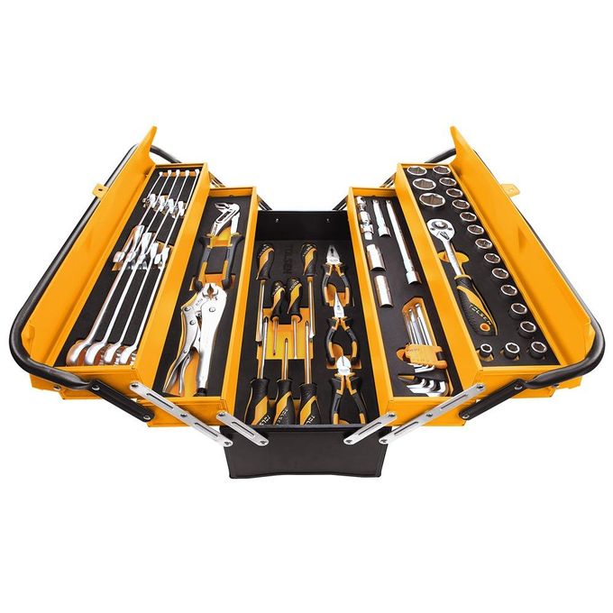 TOLSEN 60-Piece Toolbox Set – 5-Tray Metal Tool Box with CR-V Hand Tools