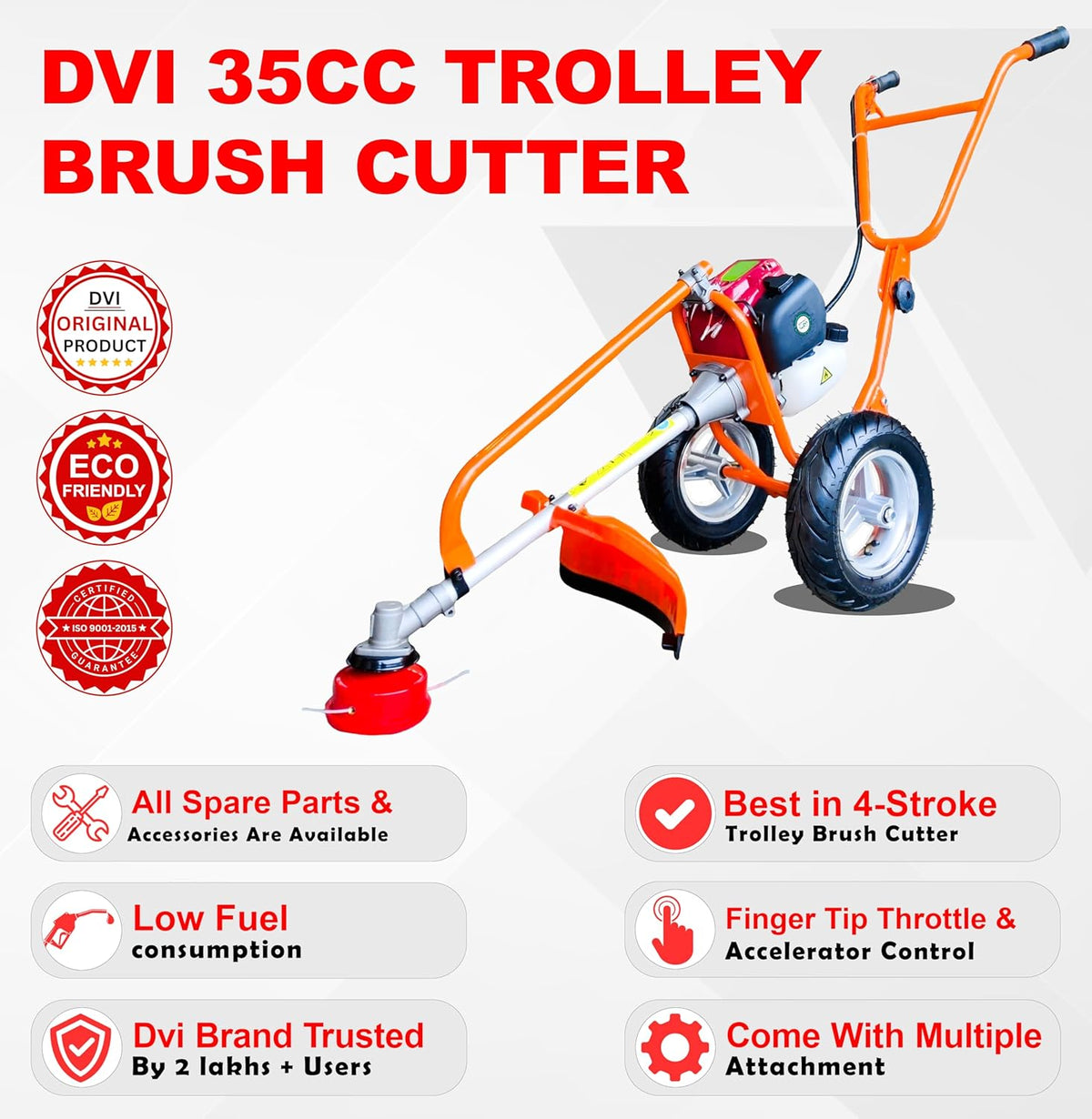 Hawking HKWB008 4-Stroke Trolley Brush Cutter – 35CC, 2-Blade