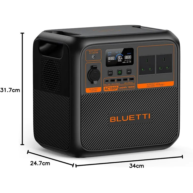 BLUETTI AC180P Portable Power Station – 1440Wh, 1800W LiFePO₄