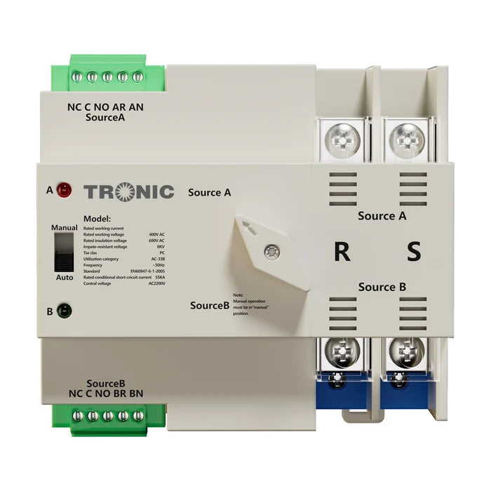 Tronic 63A Automatic Changeover Switch – 2 Pole, 220V AC