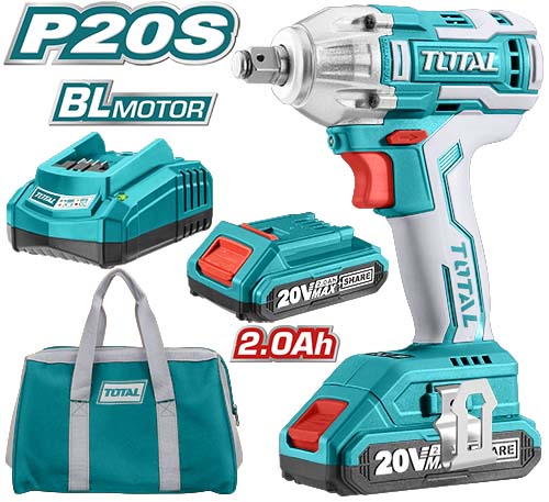 TOTAL TIWLI2001 20V Cordless Impact Wrench – 300Nm Brushless Motor