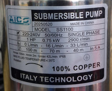 Aico Japan SS1100 1HP Deep Well Submersible Pump – 100m Head, 1-Inch Outlet
