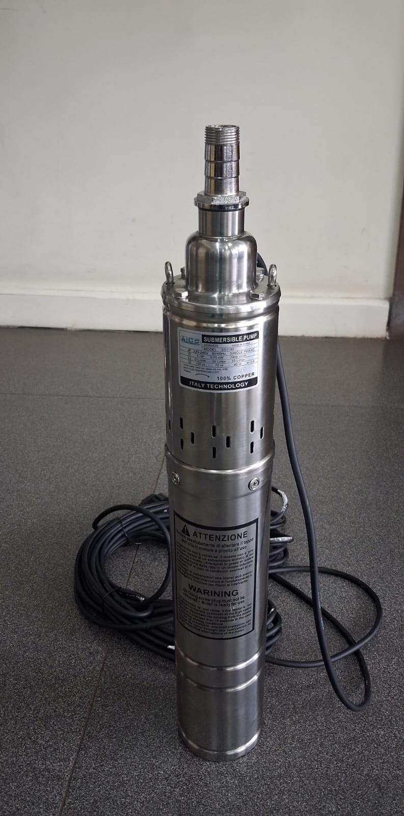 Aico Japan SS1100 1HP Deep Well Submersible Pump – 100m Head, 1-Inch Outlet