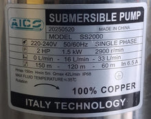 Aico Japan SS2000 2HP Deep Well Submersible Pump – 150m Head, 1-Inch Outlet